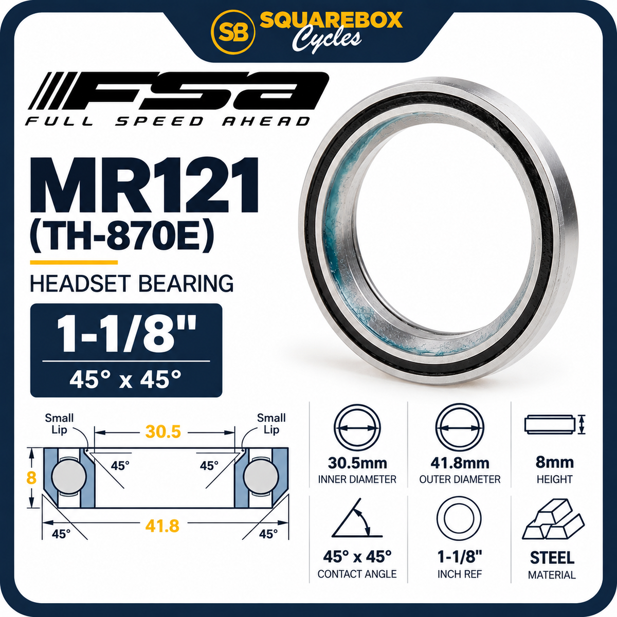 FSA Headset Bearing MR121 (TH-870E, MH-P08F)