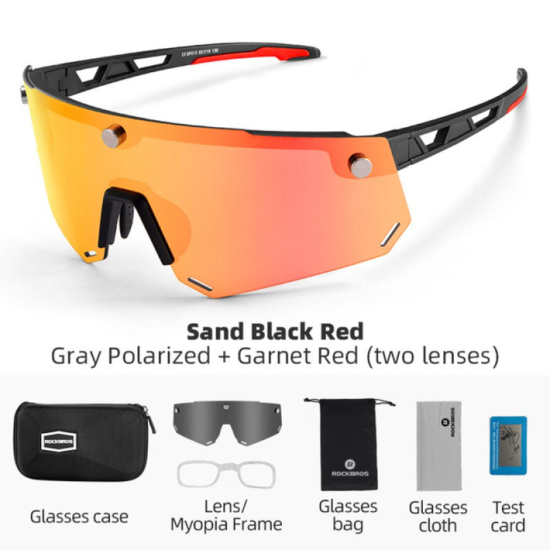 ROCKBROS Glasses 2 In 1 Cycling Polarized Magnetic Changeable HD Lens Bicycle Sunglasses Unisex MTB Goggles Anti UV