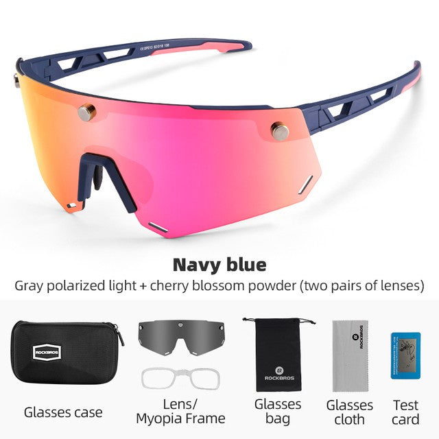 ROCKBROS Glasses 2 In 1 Cycling Polarized Magnetic Changeable HD Lens Bicycle Sunglasses Unisex MTB Goggles Anti UV