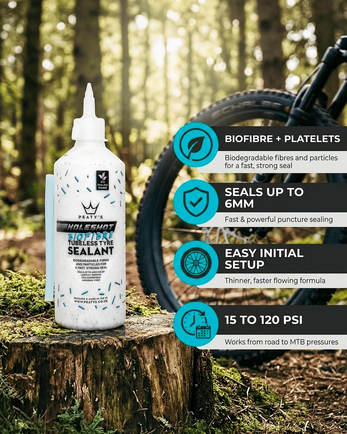 Peaty's Holeshot BioFibre Tubeless Sealant