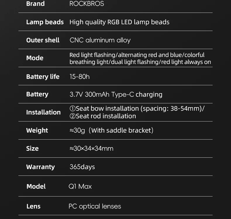 RockBros Q1 Max Smart Brake Light