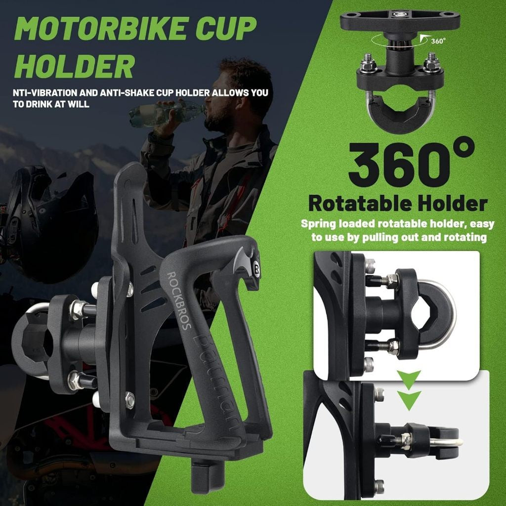 ROCKBROS Motorcycle Bottle Holder Cage 2D Bicycle Portable Bottle Holder with Adjustable Clamp Bike Accessories