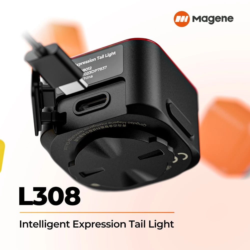 Magene L308 Tail Light Expression 96 COB LED Auto-Sleep Wake Emoji Text lights Smart Braking
