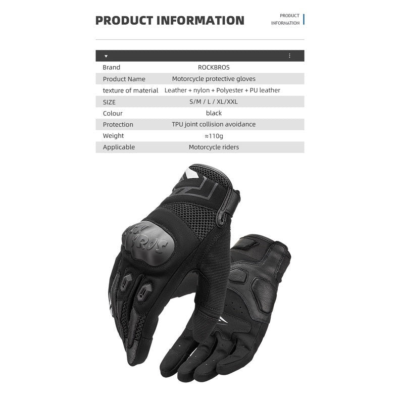 Rockbros Motorcycle Gloves Full-finger Riding Breathable Anti-fall Bicycle Locomotive Shock Absorption Gloves Men Women