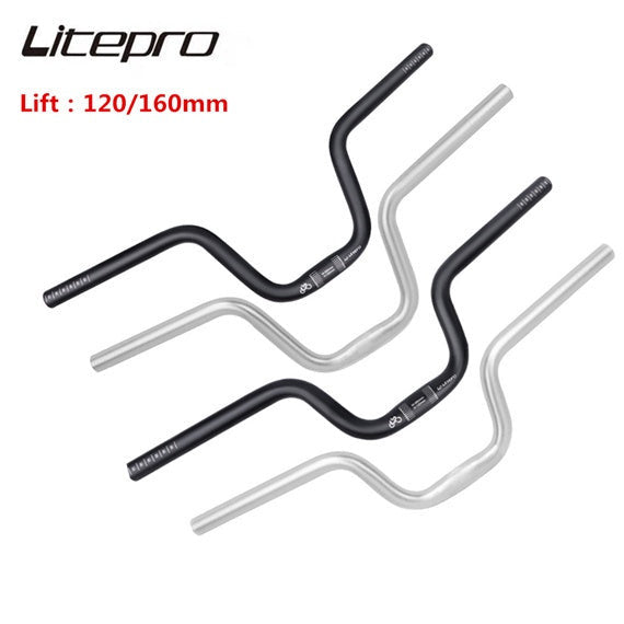 Litepro Folding Bike 25.4x580mm U-shaped Swallow Handlebar Lift 120 160mm Aluminum Alloy For Brompton Bend Handle Bar