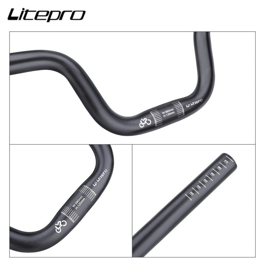 Litepro Folding Bike 25.4x580mm U-shaped Swallow Handlebar Lift 120 160mm Aluminum Alloy For Brompton Bend Handle Bar