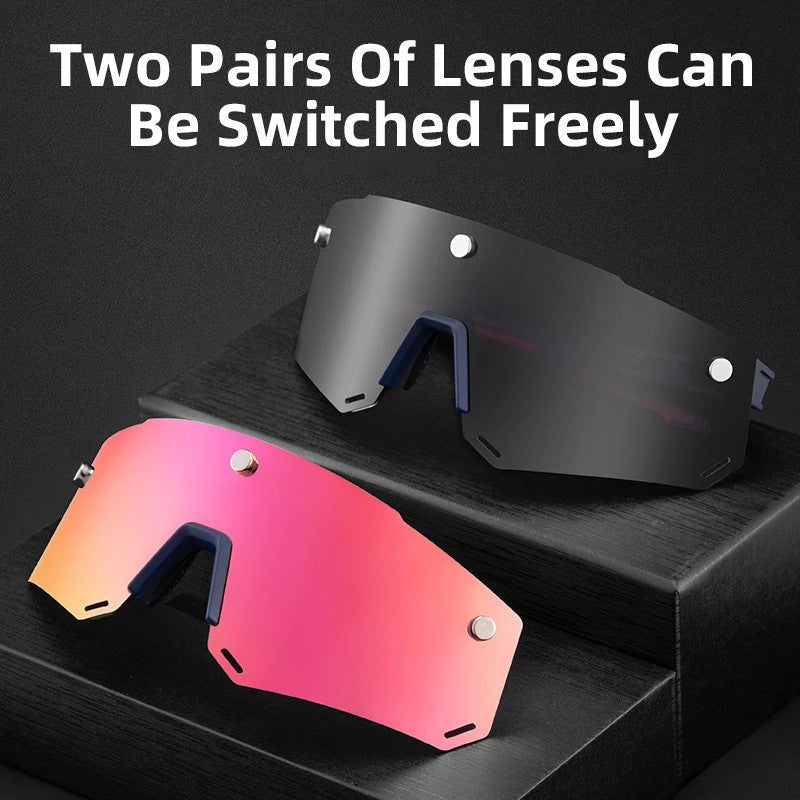 ROCKBROS Glasses 2 In 1 Cycling Polarized Magnetic Changeable HD Lens Bicycle Sunglasses Unisex MTB Goggles Anti UV
